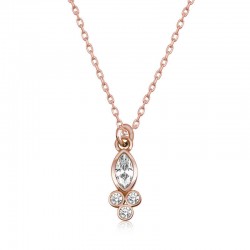 925 Ayar Gümüş Çiğ Damlası Mekik Tektaş Bayan Gümüş  Kolye