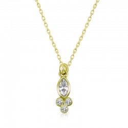 925 Ayar Gümüş Çiğ Damlası Mekik Tektaş Bayan Gümüş Kolye