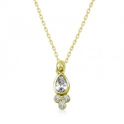 925 Ayar Gümüş Çiğ Damlası Tektaş Bayan Gümüş Kolye