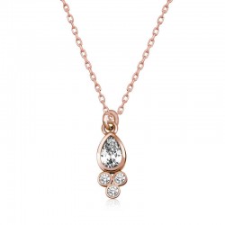 925 Ayar Gümüş Çiğ Damlası Tektaş Bayan Gümüş Kolye