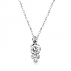 925 Ayar Gümüş Çiğ Damlası Yuvarlak Tektaş Bayan Gümüş Kolye