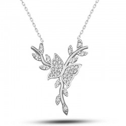 925 Ayar Gümüş Daldaki Kelebek Kadın Kolye