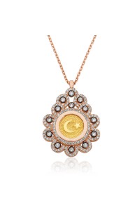 925 Ayar Gümüş Damla Çerçeveli Ay Yıldız Kadın Gümüş Kolye