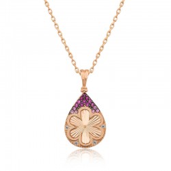 925 Ayar Gümüş Damla Çiçek Kadın Gümüş Kolye