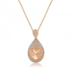 925 Ayar Gümüş Damla Kalp Kadın Gümüş Kolye