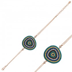 925 Ayar Gümüş Rose Damla Nazar Bileklik 925 Ayar Gümüş Rose Damla Nazar Bileklik