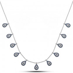 925 Ayar Gümüş Damla Nazarlı Şans Kadın Gümüş Kolye