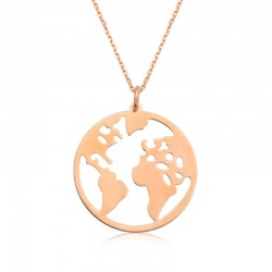 ​925 Ayar Gümüş Rose Dünya Gümüş Kolye