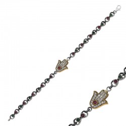 925 Ayar Gümüş Fatma Ana Eli Otantik Bileklik