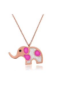 925 Ayar Gümüş Rose Fil Kadın Gümüş Kolye