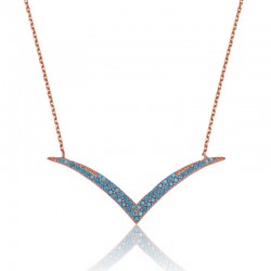 925 Ayar Gümüş Firuze Taşlı Martı Kadın Gümüş Kolye