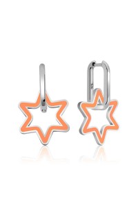 Gümüş Fosforlu Turuncu Yıldız Küpe