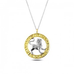 925 Ayar ​Gümüş Gold Aslan Burcu Kadın Gümüş Kolye