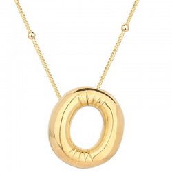 925 Ayar Gümüş Gold Balon O Harfi Kadın Kolye