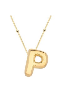 925 Ayar Gümüş Gold Balon P Harfi Kadın Kolye