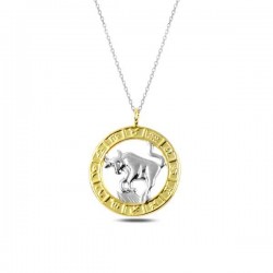 925 Ayar Gümüş Gold Boğa Burcu Kadın Gümüş Kolye 925 Ayar Gümüş Gold Boğa Burcu Kadın Gümüş Kolye