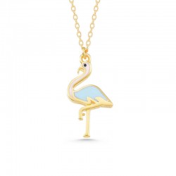 925 Ayar Gümüş Gold Flamingo Kadın Kolye