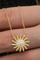 925 Ayar Gümüş Gold Güneş Kadın Kolye 925 Ayar Gümüş Gold Güneş Kadın Kolye