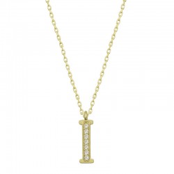 925 Ayar Gümüş Gold I Harfi Kadın Gümüş Kolye