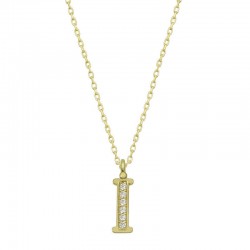 925 Ayar Gümüş Gold İ Harfi Kadın Gümüş Kolye