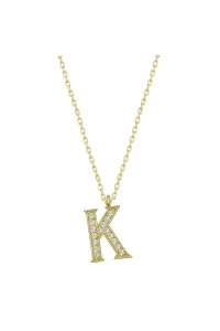 925 Ayar Gümüş Gold K Harfi Kadın Gümüş Kolye 925 Ayar Gümüş Gold K Harfi Kadın Gümüş Kolye