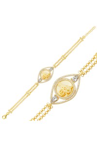 925 Ayar Gümüş Gold Kaplama Tuğralı Kadın Bileklik 925 Ayar Gümüş Gold Kaplama Tuğralı Kadın Bileklik