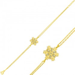 925 Ayar Gümüş Gold Kar Tanesi Bileklik 925 Ayar Gümüş Gold Kar Tanesi Bileklik