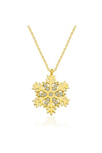 ​925 Ayar Gümüş Gold Kar Tanesi Kadın Gümüş Kolye