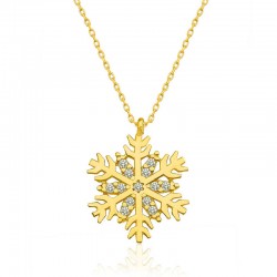 925 Ayar Gümüş Gold Kar Tanesi Kadın Gümüş Kolye 925 Ayar Gümüş Gold Kar Tanesi Kadın Gümüş Kolye