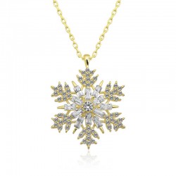 925 Ayar Gümüş Gold Kar Tanesi Kadın Gümüş Kolye