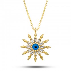 Gümüş Gold Koruyucu Göz Güneş Kadın Kolye