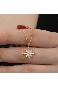 Gümüş Gold Kutup Yıldızı Kadın Kolye