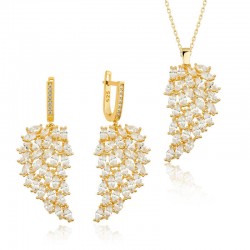 925 Ayar Gümüş Gold Melek Kanadı Kadın Set 925 Ayar Gümüş Gold Melek Kanadı Kadın Set