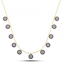 925 Ayar Gümüş Gold Nazarlı Şans Kadın Kolye