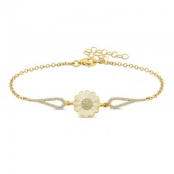 925 Ayar Gümüş Gold Papatya Bileklik 925 Ayar Gümüş Gold Papatya Bileklik