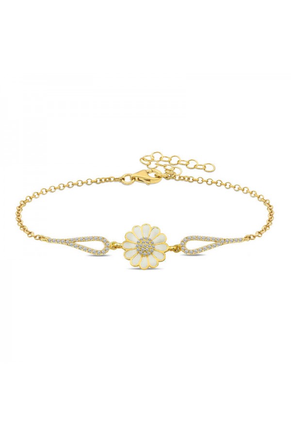 925 Ayar Gümüş Gold Papatya Bileklik 925 Ayar Gümüş Gold Papatya Bileklik