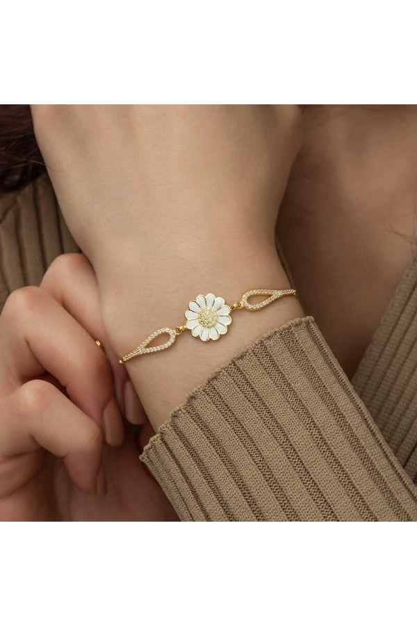 925 Ayar Gümüş Gold Papatya Bileklik 925 Ayar Gümüş Gold Papatya Bileklik