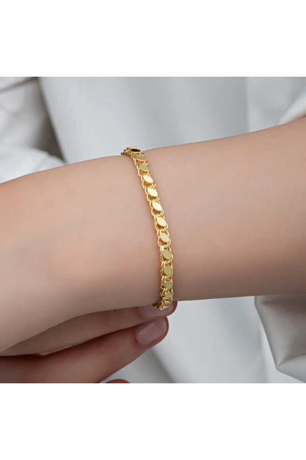 925 Ayar Gümüş Gold Pullu Zincir Kadın Bileklik 925 Ayar Gümüş Gold Pullu Zincir Kadın Bileklik