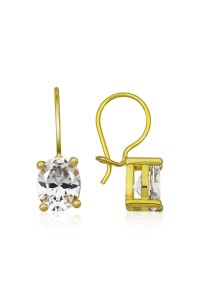 ​925 Ayar Gümüş Gold Sallantılı Oval Damla Küpe