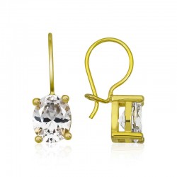 925 Ayar Gümüş Gold Sallantılı Oval Damla Küpe 925 Ayar Gümüş Gold Sallantılı Oval Damla Küpe