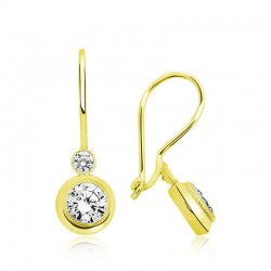 925 Ayar Gümüş Gold Sallantılı Tek Taş Küpe 925 Ayar Gümüş Gold Sallantılı Tek Taş Küpe