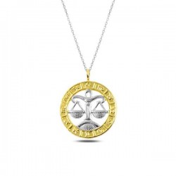 925 Ayar Gümüş Gold Terazi Burcu Gümüş Kolye 925 Ayar Gümüş Gold Terazi Burcu Gümüş Kolye