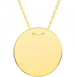925 Ayar Gümüş Gold Yuvarlak Plaka Kolye