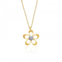 925 Ayar Gümüş Gold Zirkon Taşlı Çiçek Kadın Kolye 925 Ayar Gümüş Gold Zirkon Taşlı Çiçek Kadın Kolye