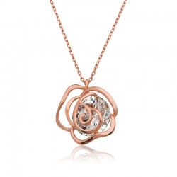 ​925 Ayar Gümüş Rose Gül Kadın Kolye