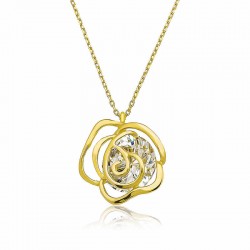 925 Ayar Gümüş Gold Gül Kadın Gümüş Kolye 925 Ayar Gümüş Gold Gül Kadın Gümüş Kolye