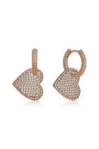 Gümüş Rose Halka Kalp Küpe Gümüş Rose Halka Kalp Küpe