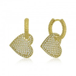 Gümüş Gold Halka Kalp Küpe