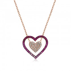 925 Ayar Gümüş İki Kalp Kadın Gümüş Kolye 925 Ayar Gümüş İki Kalp Kadın Gümüş Kolye