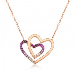 925 Ayar Gümüş İki Kalp Kadın Gümüş Kolye 925 Ayar Gümüş İki Kalp Kadın Gümüş Kolye